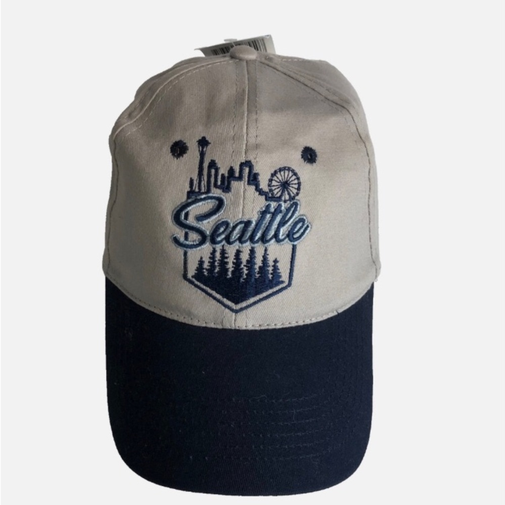 Seattle Hat Ball Cap Embroidered Skyline Souvenir The Seattle Shop Pier 56 NWT